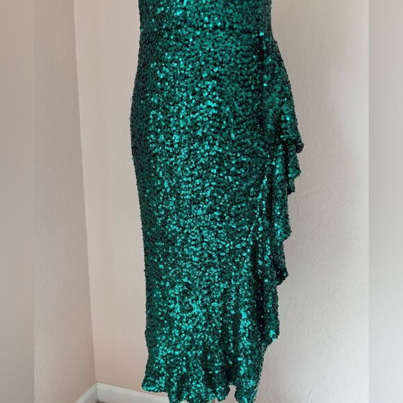 New Dress The Population Alexis sequin midi dress in emeralds green holiday sz M - Picture 12 of 16